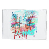 Eiffeltoren Ontmoet me in Paris Waterverf Splatter Kussensloop (Achterkant)