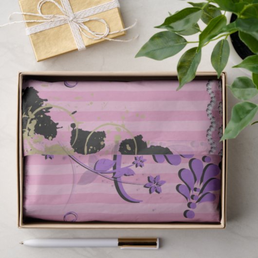 Eiffeltoren, Parijs, Bloemen, Stripes, Roze Tissuepapier (Geschenk)