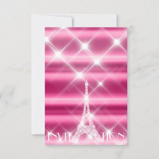 Eiffeltoren Parijs Bruids Sweet 16th Diamant Roze Kaart (Voorkant)