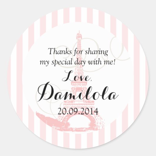 Eiffeltoren Parijs bruiloft Ronde Sticker (Voorkant)