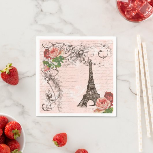 Eiffeltoren Parijs en Rozen Party Napkins Servetten (Insitu)