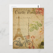  Eiffeltoren Parijs Fietsbloemen Frans Briefkaart (Voorkant / Achterkant)