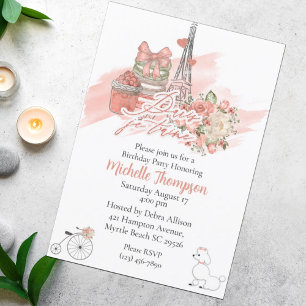 Eiffeltoren Parijs Floral Birthday Party Kaart