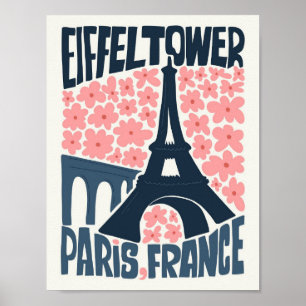 Eiffeltoren Parijs Frankrijk abstracte reizen bloe Poster