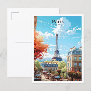 Eiffeltoren Parijs Frankrijk Art Vintage Travel Briefkaart
