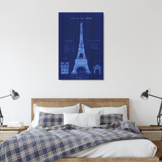 Eiffeltoren Parijs FRANKRIJK Bouwblauwdruk Canvas Afdruk (Insitu (Slaapkamer))
