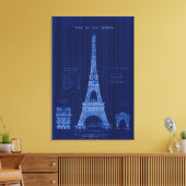 Eiffeltoren Parijs FRANKRIJK Bouwblauwdruk Canvas Afdruk (Insitu (Woonkamer))