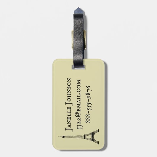 Eiffeltoren Parijs Frankrijk Briefkaart Design Bagagelabel (Achterkant verticaal)