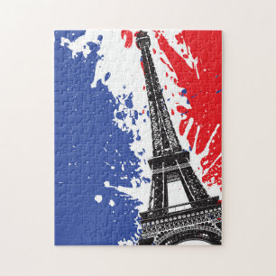 Eiffeltoren Parijs, Frankrijk Grunge Flag Legpuzzel