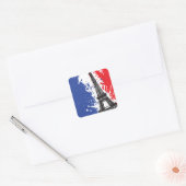 Eiffeltoren | Parijs, Frankrijk | Grunge Flag Vierkante Sticker (Envelop)