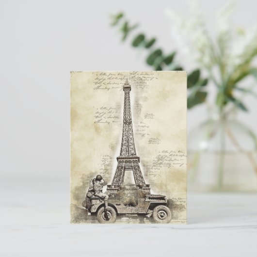 Eiffeltoren Parijs Frankrijk met het leger Briefkaart (Staand voorkant)