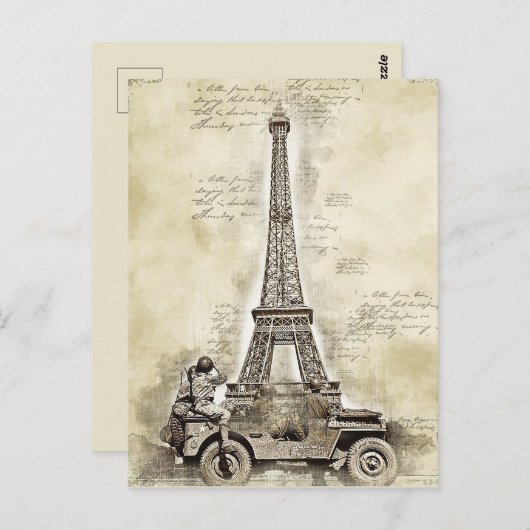  Eiffeltoren Parijs Frankrijk met het leger Briefkaart (Voorkant / Achterkant)