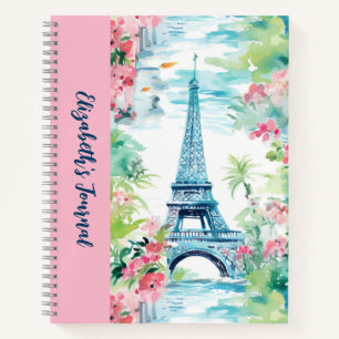 Eiffeltoren Parijs Frankrijk Pink Floral Journal Notitieboek