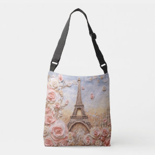 Eiffeltoren Parijs Frankrijk Roze Bloemen Crossbody Tas