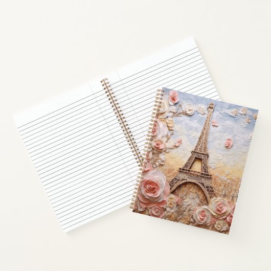 Eiffeltoren Parijs Frankrijk Roze Bloemen Notitieboek (Binnen)