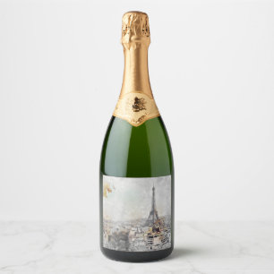 Eiffeltoren Parijs Frankrijk Wijnlabel Elegant Sparkling Wijnetiket