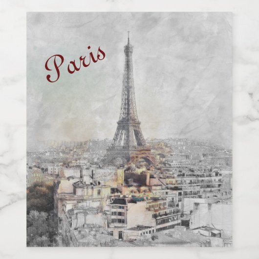 Eiffeltoren Parijs Frankrijk Wijnlabel – Elegant Wijn Etiket (Enkel label)