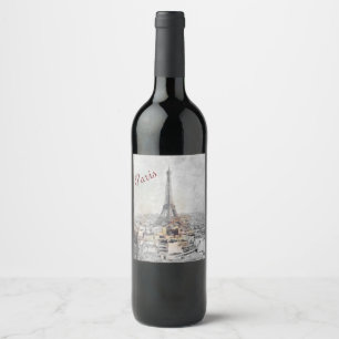 Eiffeltoren Parijs Frankrijk Wijnlabel – Elegant Wijn Etiket