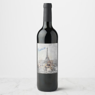 Eiffeltoren Parijs Frankrijk Wijnlabel – Elegant Wijn Etiket