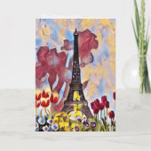 Eiffeltoren, Parijs Iris, Tulpen Lente Bloemen Kaart (Achterkant)