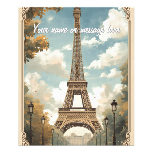 Eiffeltoren Parijs Reis Vintage Retro Kunst Naam Foto Afdruk