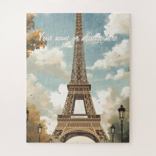 Eiffeltoren Parijs Reis Vintage Retro Kunst Naam Legpuzzel