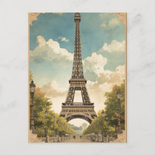 Eiffeltoren Parijs Reis Vintage Stijl Retro Kunst Briefkaart