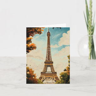 Eiffeltoren Parijs Reis Vintage Stijl Retro Kunst Feestdagen Kaart