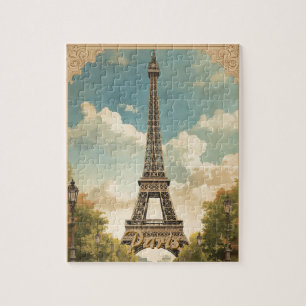 Eiffeltoren Parijs Reis Vintage Stijl Retro Kunst Legpuzzel