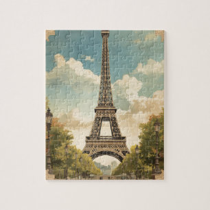 Eiffeltoren Parijs Reis Vintage Stijl Retro Kunst Legpuzzel