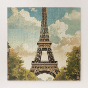 Eiffeltoren Parijs Reis Vintage Stijl Retro Kunst Legpuzzel