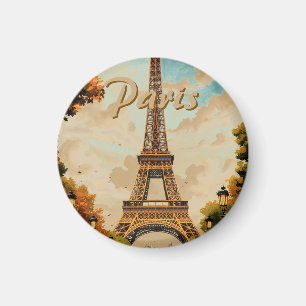 Eiffeltoren Parijs Reis Vintage Stijl Retro Kunst Magneet
