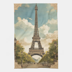 Eiffeltoren Parijs Reis Vintage Stijl Retro Kunst Theedoek