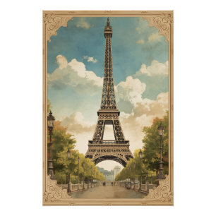 Eiffeltoren Parijs Reizen Vintage Stijl Retro Kuns Perfect Poster