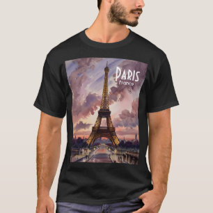 Eiffeltoren Parijs schemering aquarel aangepaste t T-shirt