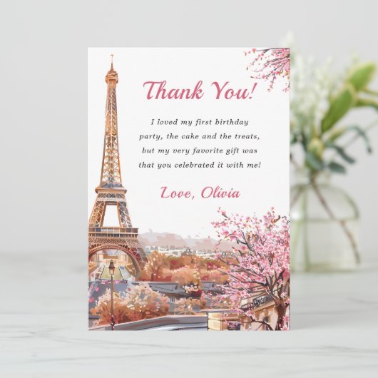 Eiffeltoren Parijs verjaardagsfeest bedankkaart Kaart (Staand voorkant)