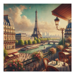 Eiffeltoren Parijs Vintage Olie Schilderij Perfect Poster