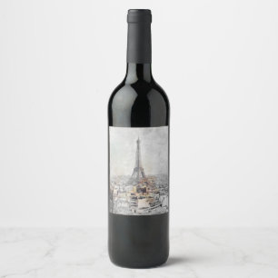 Eiffeltoren Parijs Wijnlabel – Elegant Frans Wijn Etiket