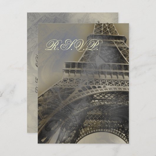 Eiffeltoren Parijse franse bruiloft rvp kaart (Voorkant / Achterkant)