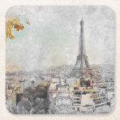 Eiffeltoren Parijse plein papier Onderzetter (Voorkant)
