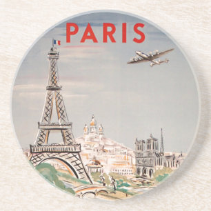 Eiffeltoren Paris Air Travel Lithograph Zandsteen Onderzetter