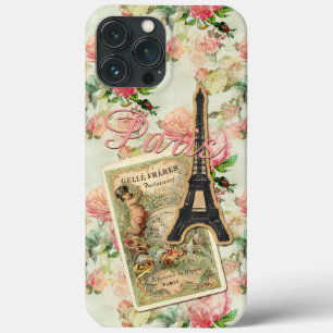 Eiffeltoren Paris Blush Perzik roze bloemmotief iPhone 13 Pro Max Hoesje
