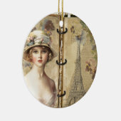 Eiffeltoren Paris & Frans meisje Keramisch Ornament (Rechts)