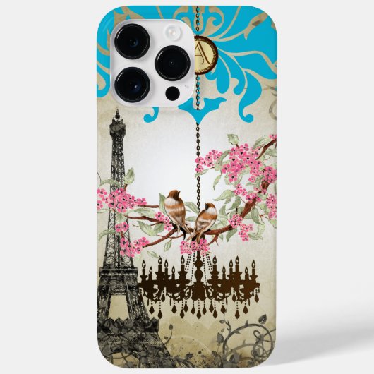 Eiffeltoren Paris Monogram Tortelduifjes Case-Mate iPhone Case (Achterkant)