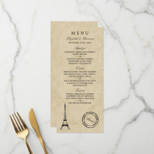  Eiffeltoren Paris Postmark Bruiloft Menu