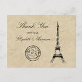  Eiffeltoren Paris Postmark Dank u Briefkaart (Voorkant)