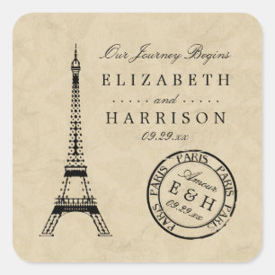 Eiffeltoren Paris Postmark huwelijksgunst Vierkante Sticker