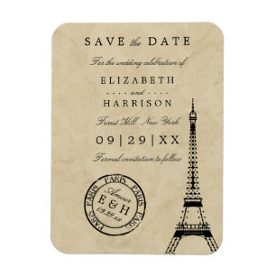  Eiffeltoren Paris Postmark Save the Date Magneet