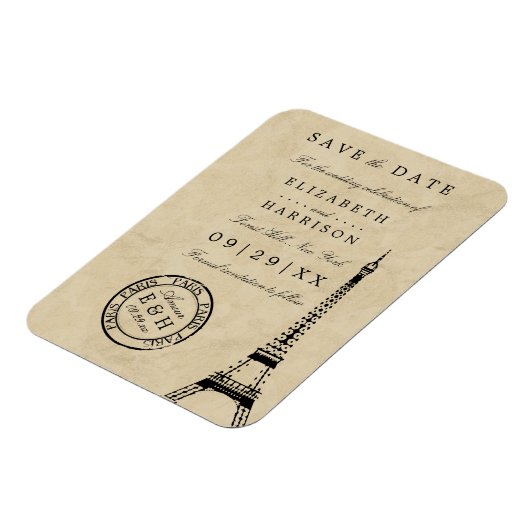 Eiffeltoren Paris Postmark Save the Date Magneet (Linkerzijde)