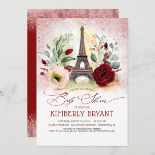 Eiffeltoren  Paris roze gouden Baby shower Kaart